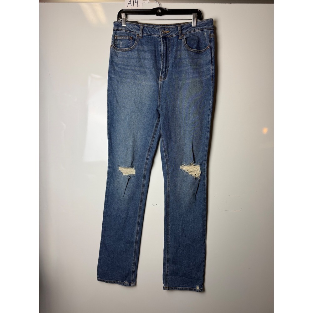AFRM Heston High Rise Straight Leg Distressed Jeans Blue Size 30 NEW